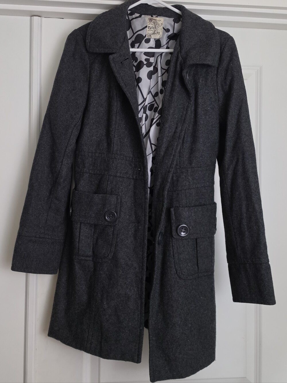 Tulle Dark Gray Wool-Blend Coat